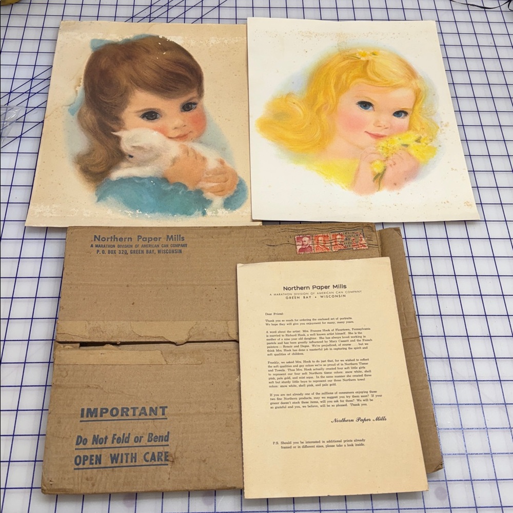 Vintage order form northern 11x14 paper mills prints stamped packaging box